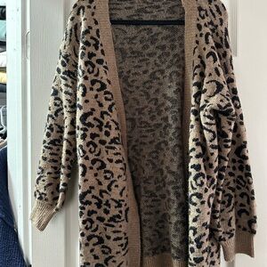 Fashion Nova Leopard Print Cardigan - Tan and Black